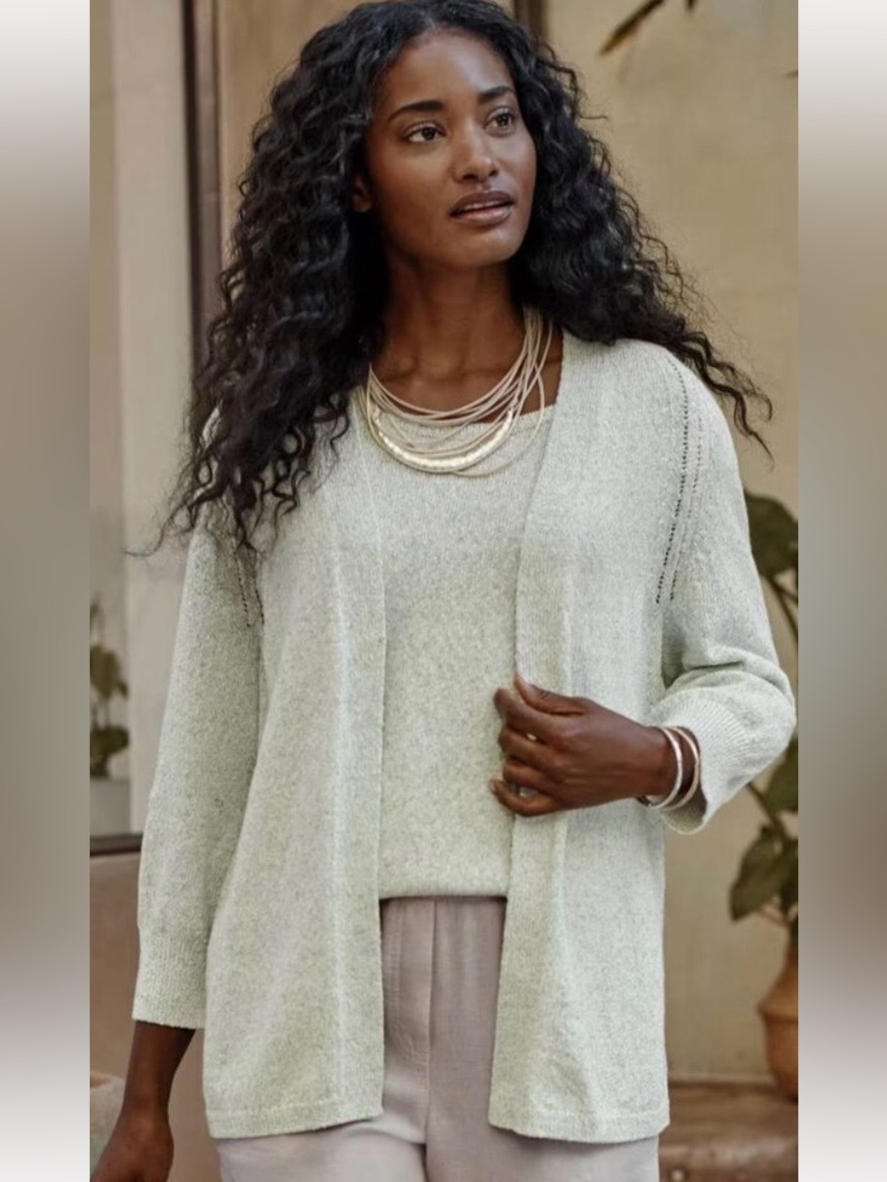 J. Jill Women's Pistachio Open-Front Sweater Set